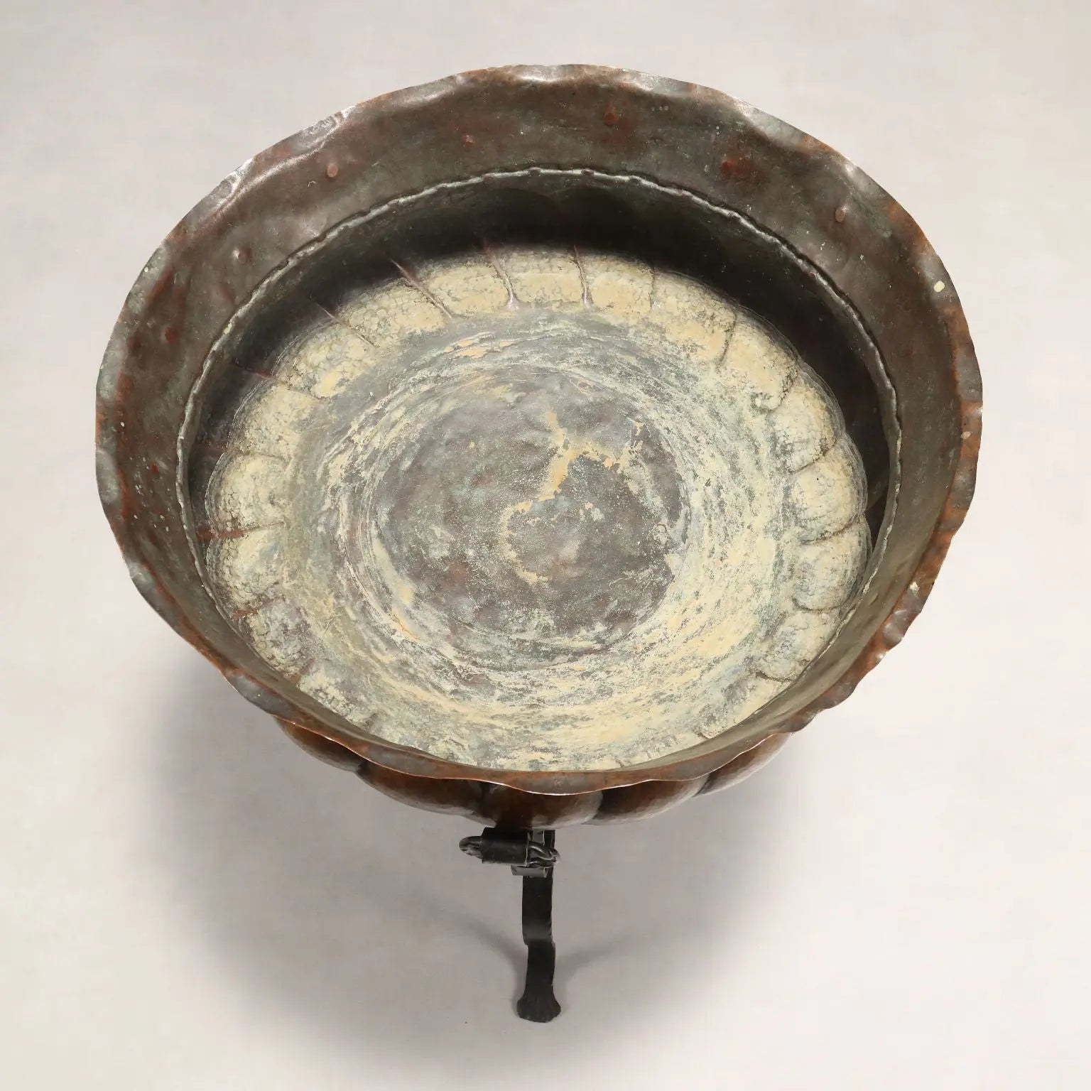 Mid-Century Iron and Copper Tripod Planter