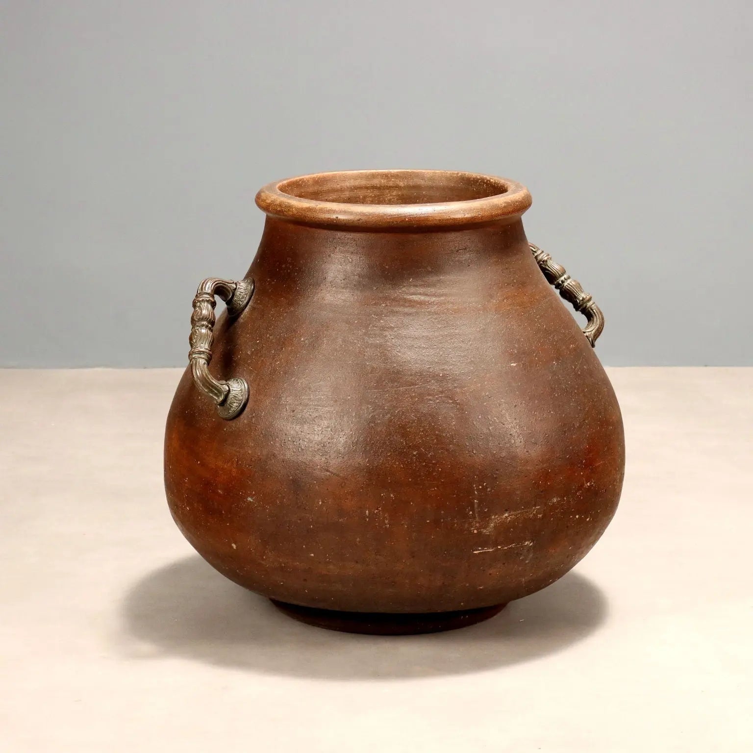 Terracotta Jar with Metal Handles