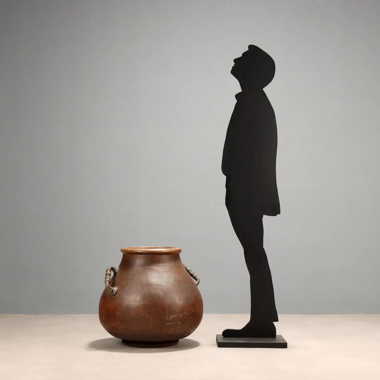 Terracotta Jar with Metal Handles