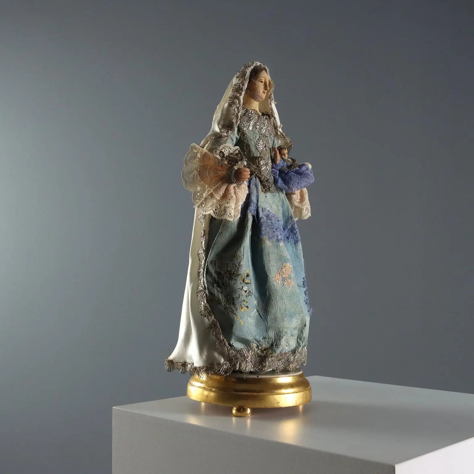 Antique Sculpture Virgin Mary with Child Wax Italy XIX Century - Italy, XIX Century | Antiques | Fancy Goods