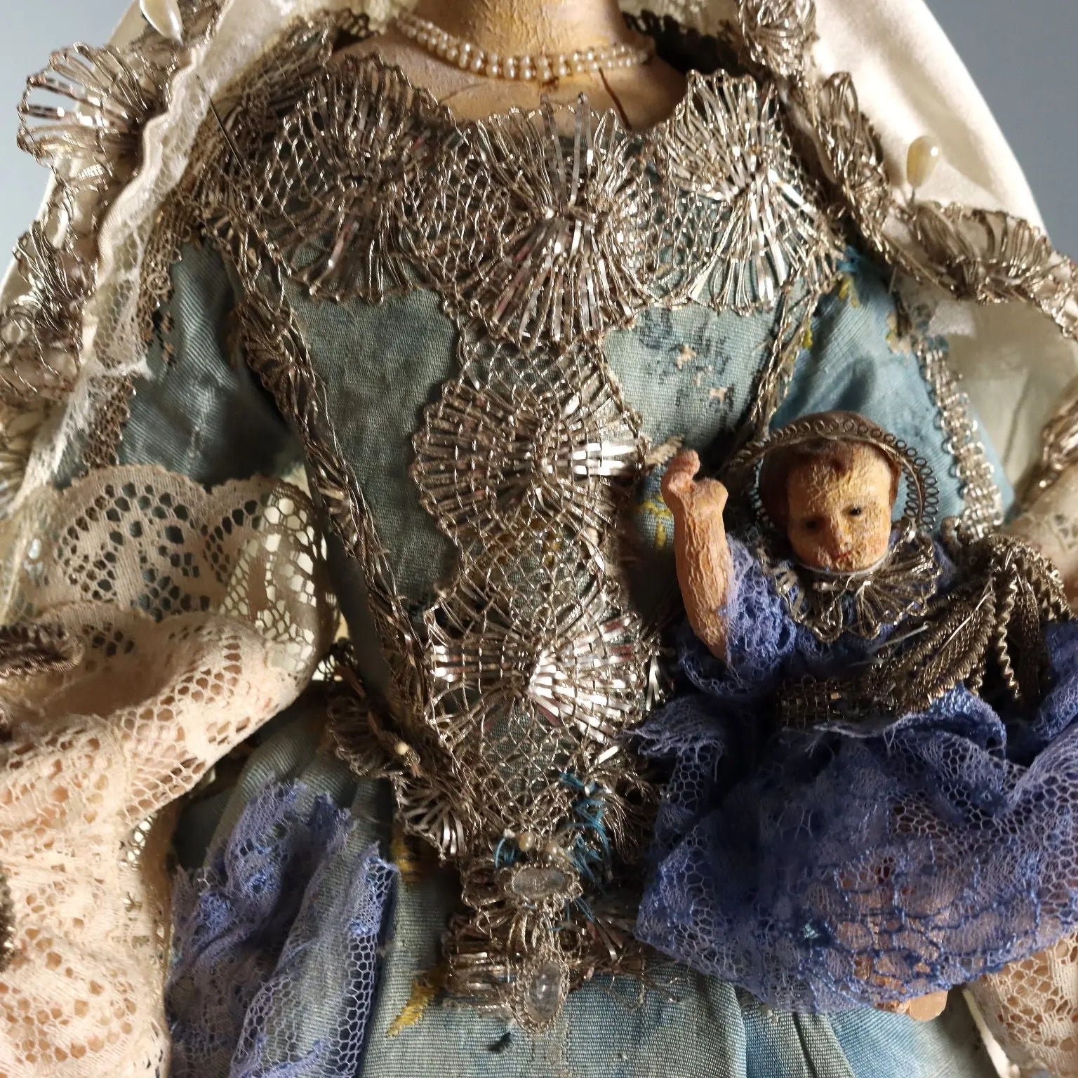 Antique Sculpture Virgin Mary with Child Wax Italy XIX Century - Italy, XIX Century | Antiques | Fancy Goods