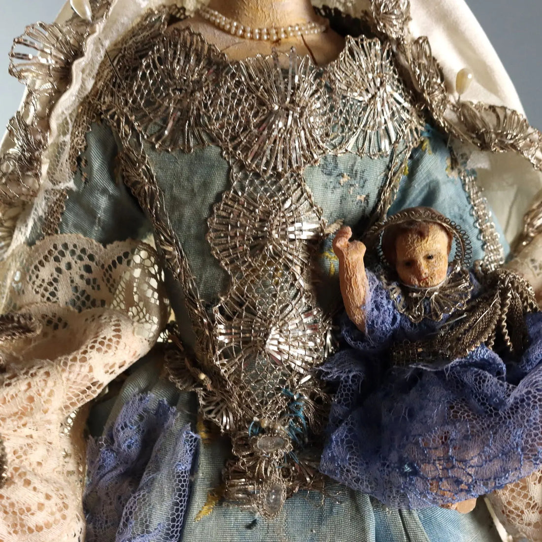 Antique Sculpture Virgin Mary with Child Wax Italy XIX Century - Italy, XIX Century | Antiques | Fancy Goods