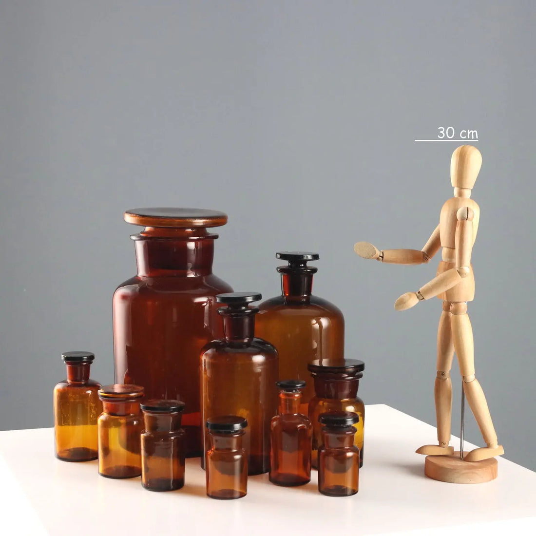 Amber Glass Apothecary Jars Set