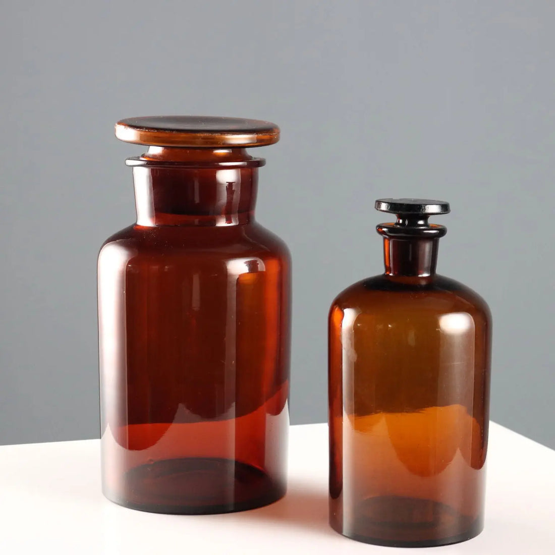 Amber Glass Apothecary Jars Set