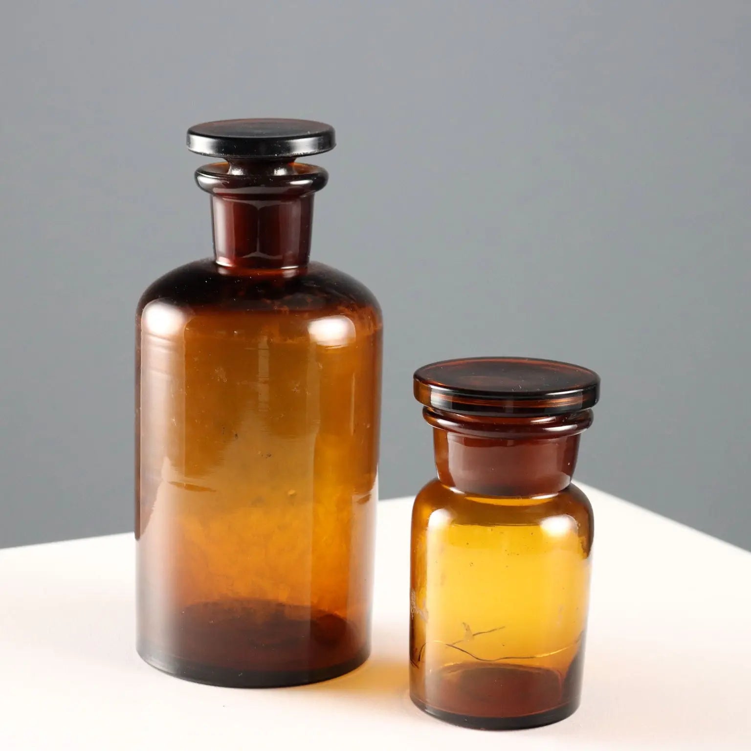 Amber Glass Apothecary Jars Set
