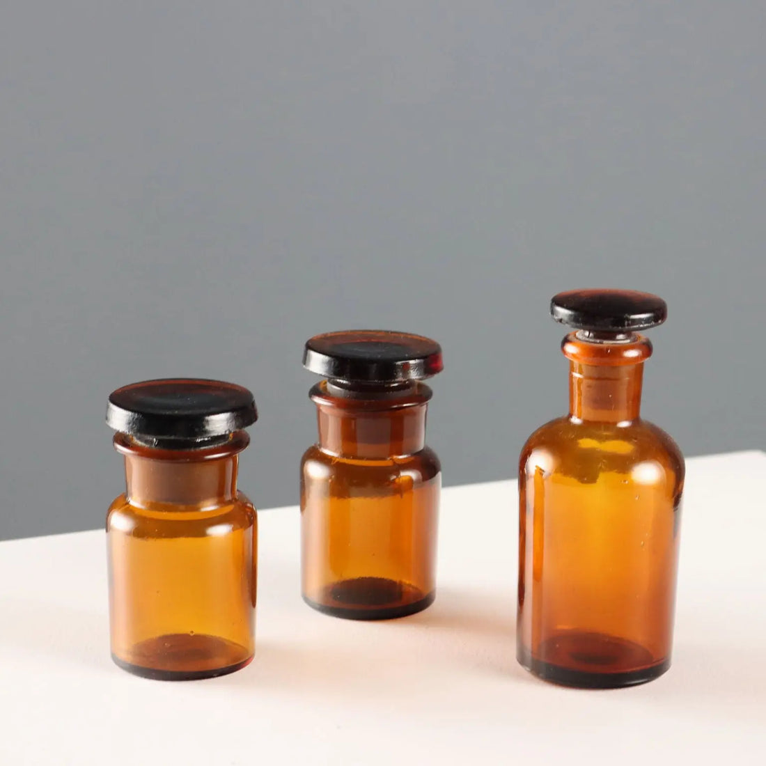 Amber Glass Apothecary Jars Set