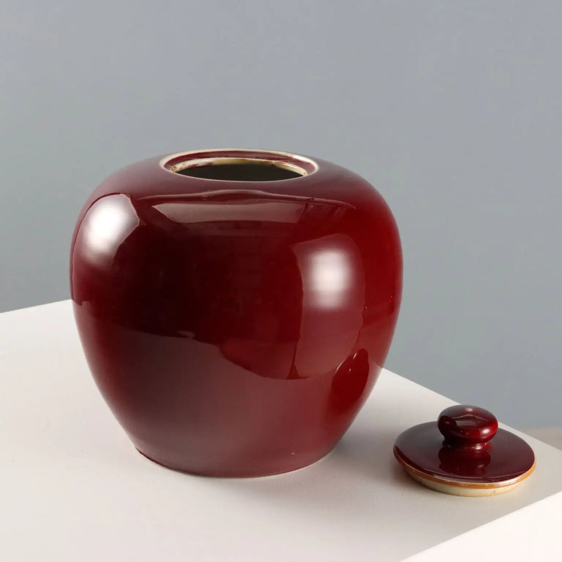 Ritual Red Porcelain Potiche - China 20th Century
