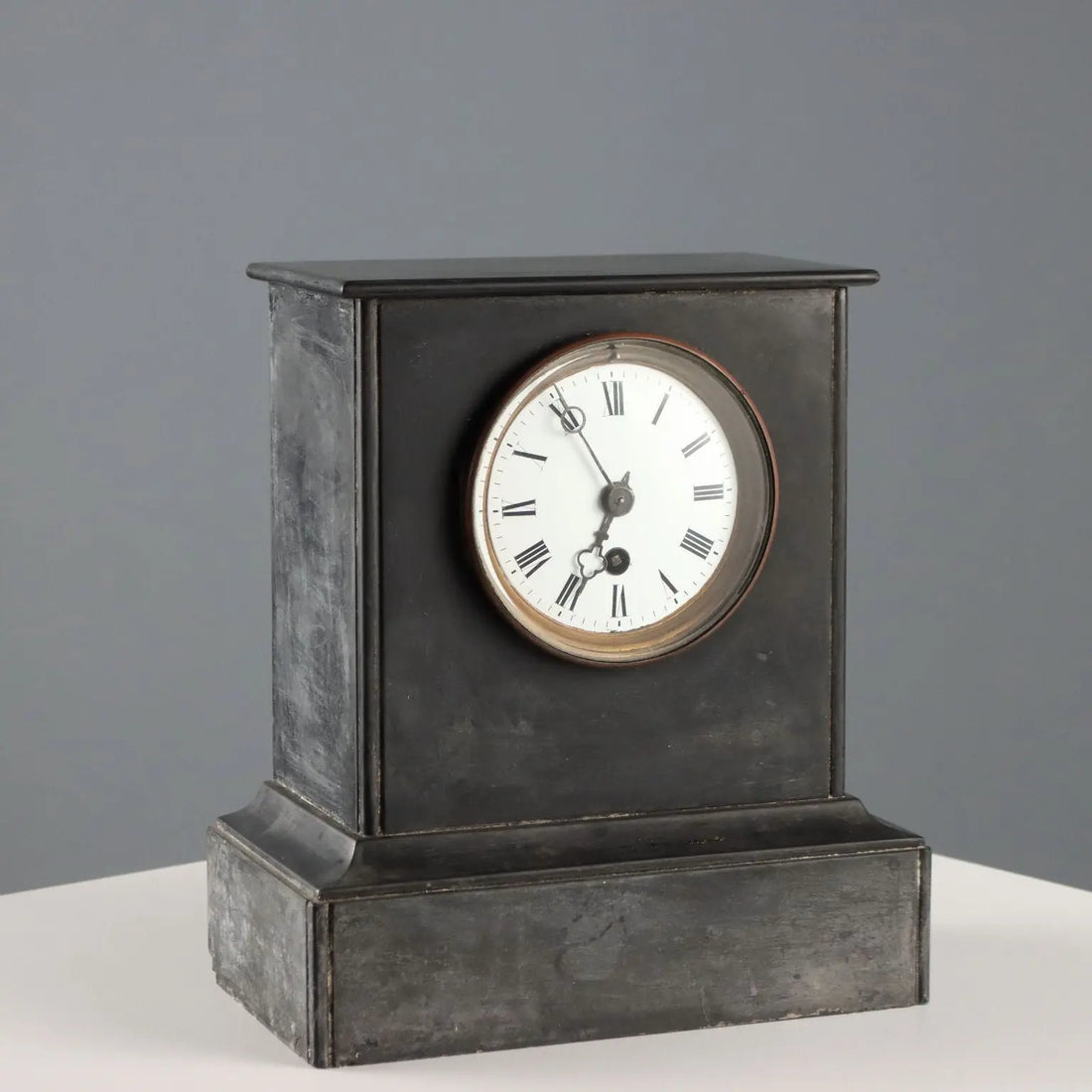 Antique Desk Clock Black Marble Metal Glass XIX Century - France, XIX-XX Century | Antiques | Fancy Goods