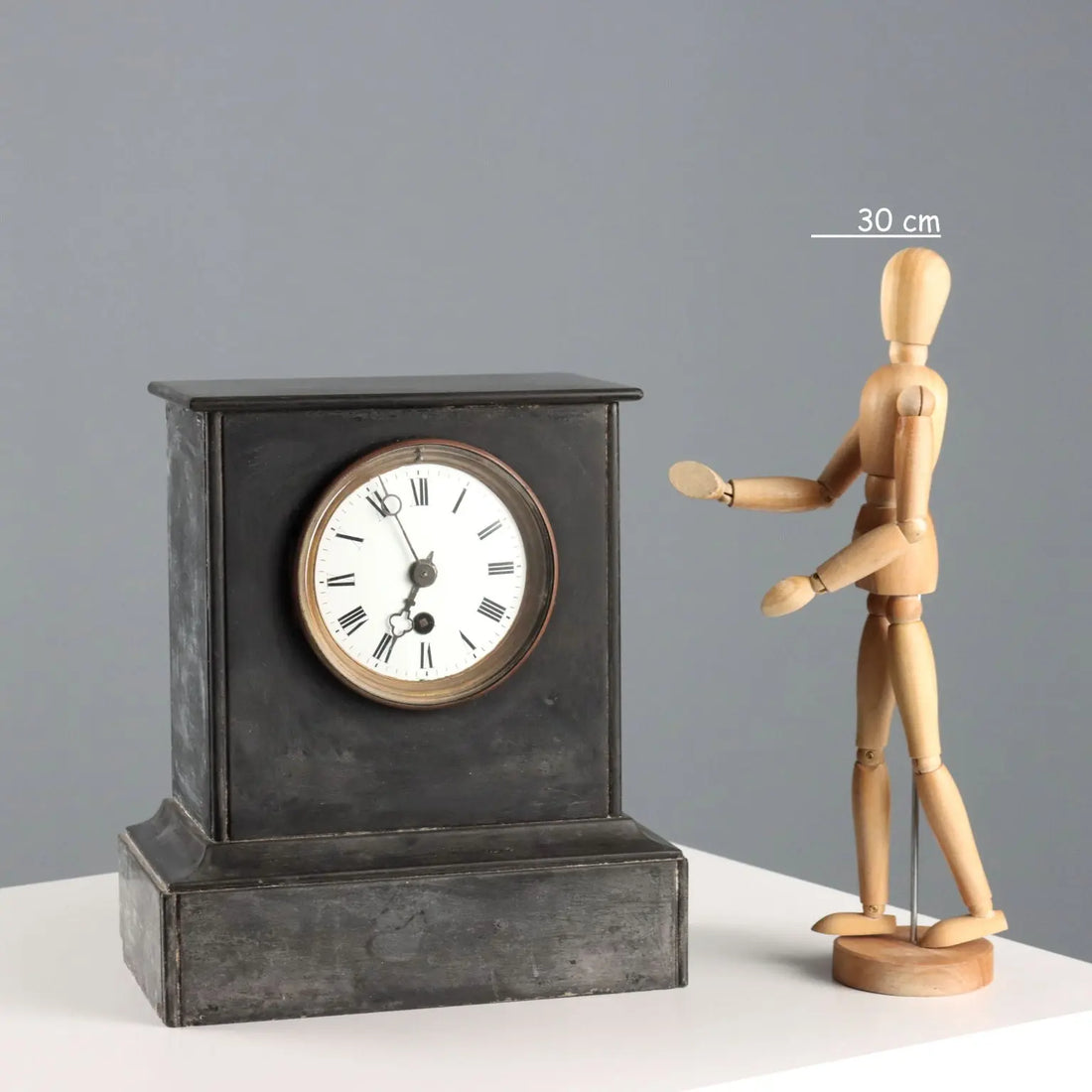 Antique Desk Clock Black Marble Metal Glass XIX Century - France, XIX-XX Century | Antiques | Fancy Goods