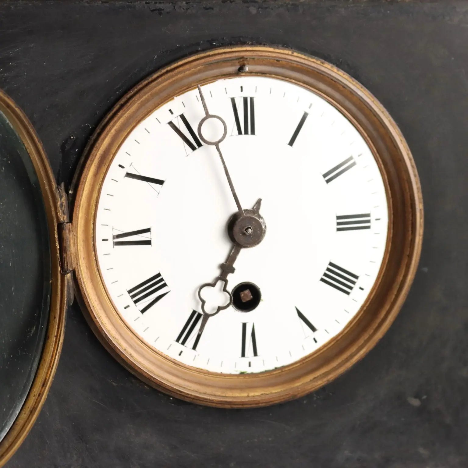 Antique Desk Clock Black Marble Metal Glass XIX Century - France, XIX-XX Century | Antiques | Fancy Goods