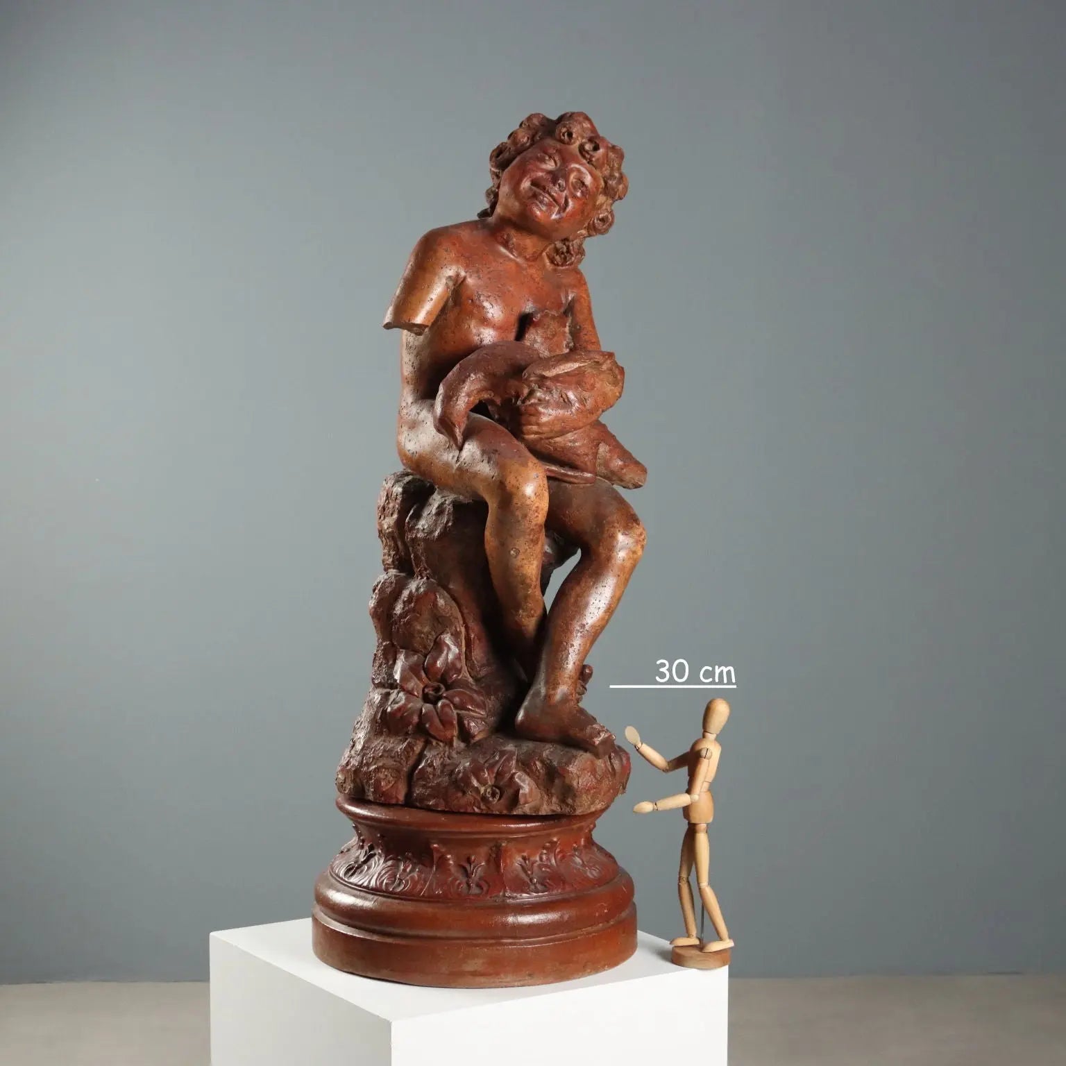 Antique Figurine Child with Dove Terracotta Italy XX Century - Italy, XX Century | Antiques | Fancy Goods