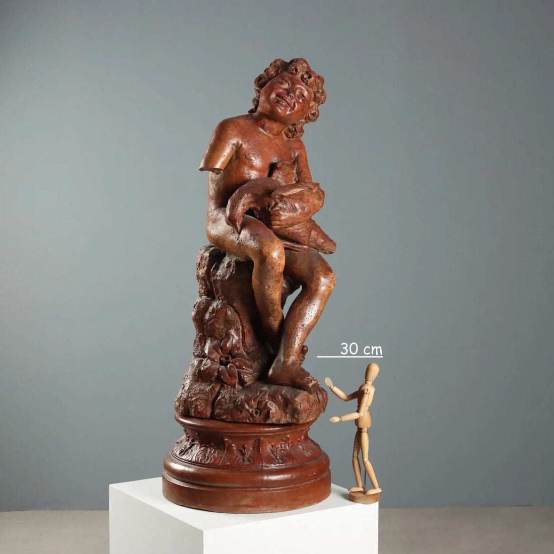 Antique Figurine Child with Dove Terracotta Italy XX Century - Italy, XX Century | Antiques | Fancy Goods