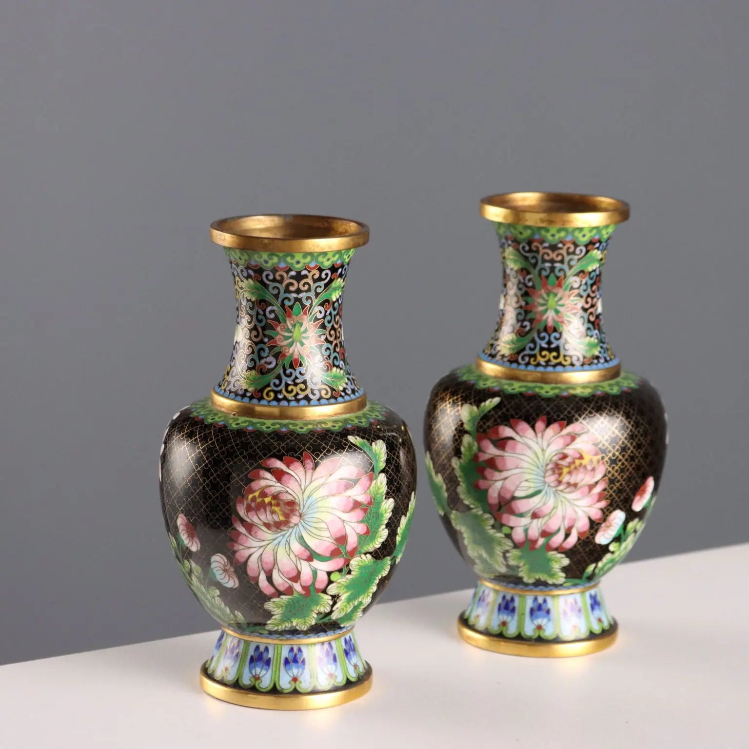 Antique Cloisonné Vases Leaves Decorations China XX Century - China, XX Century | Antiques | Fancy Goods