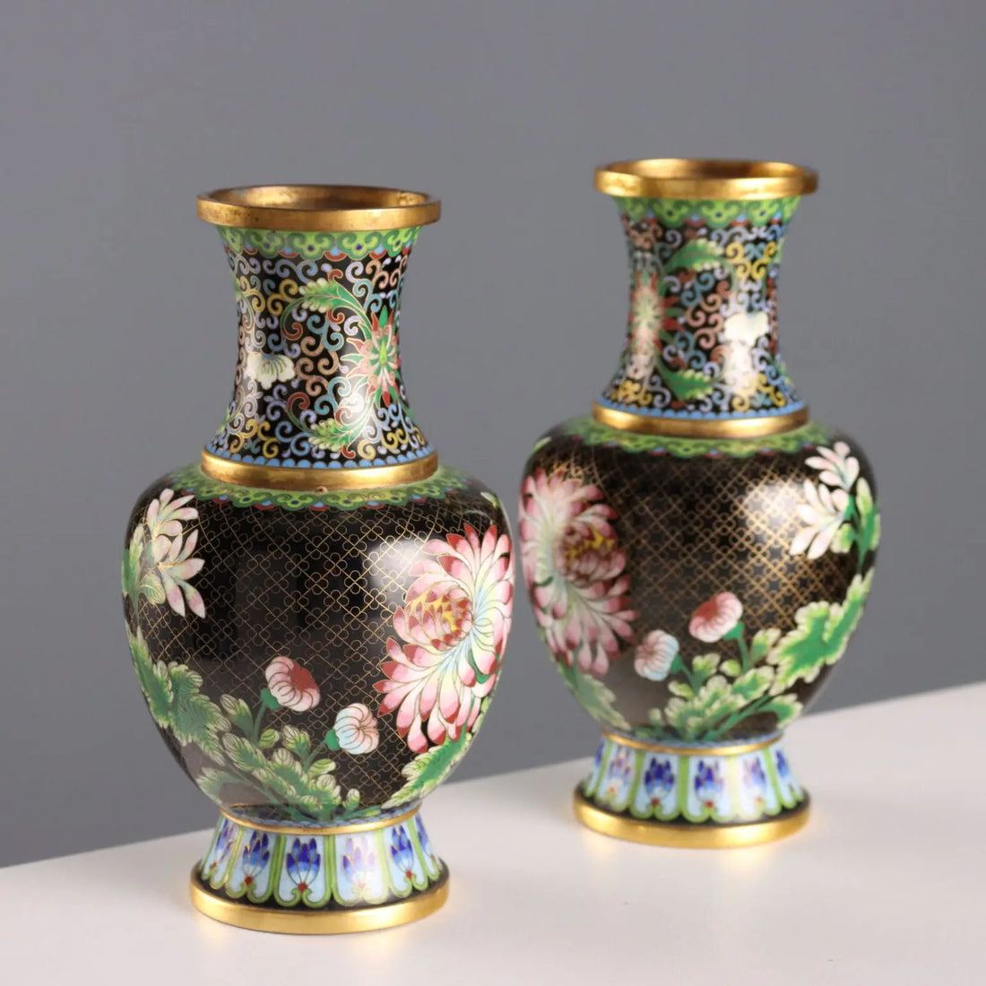 Antique Cloisonné Vases Leaves Decorations China XX Century - China, XX Century | Antiques | Fancy Goods