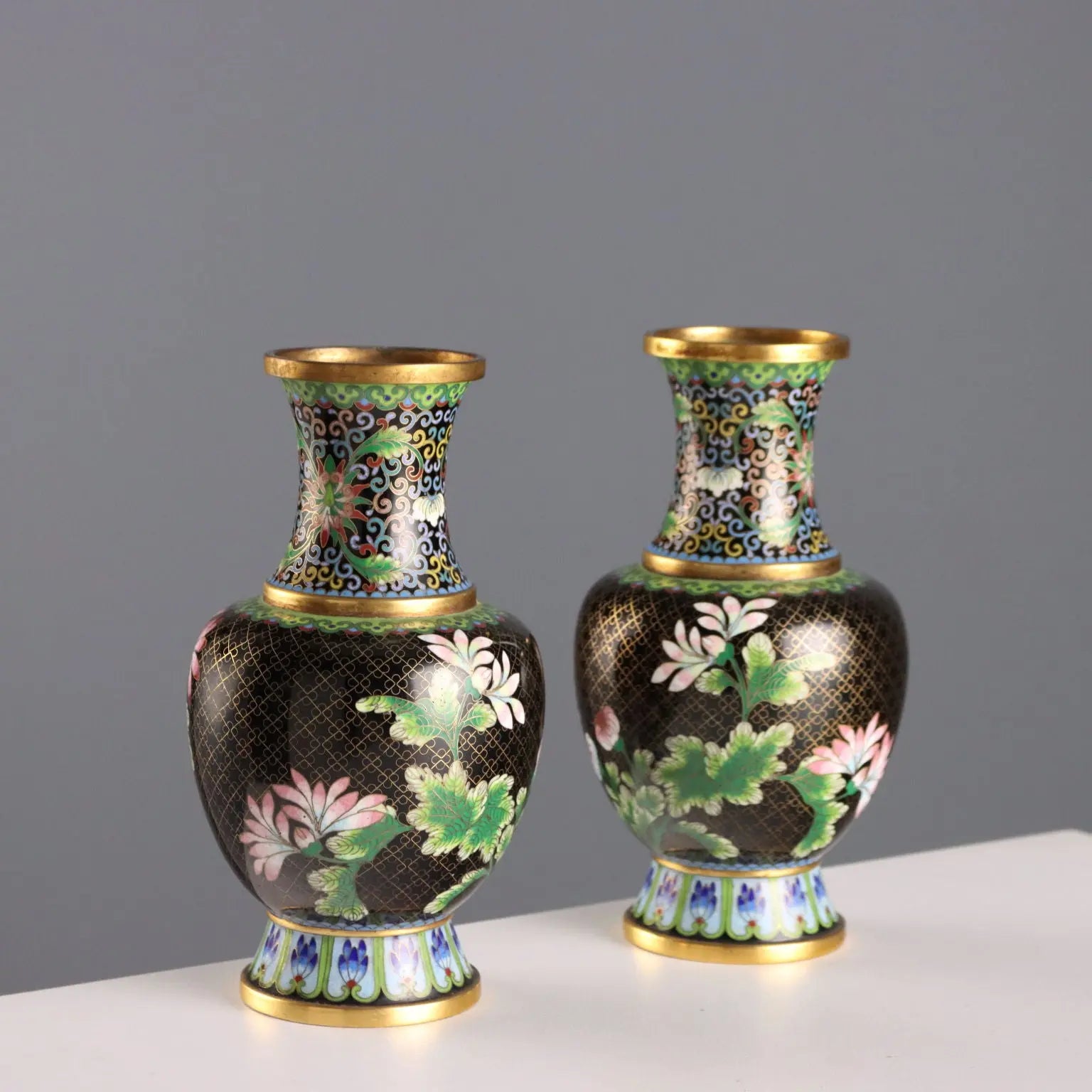 Antique Cloisonné Vases Leaves Decorations China XX Century - China, XX Century | Antiques | Fancy Goods