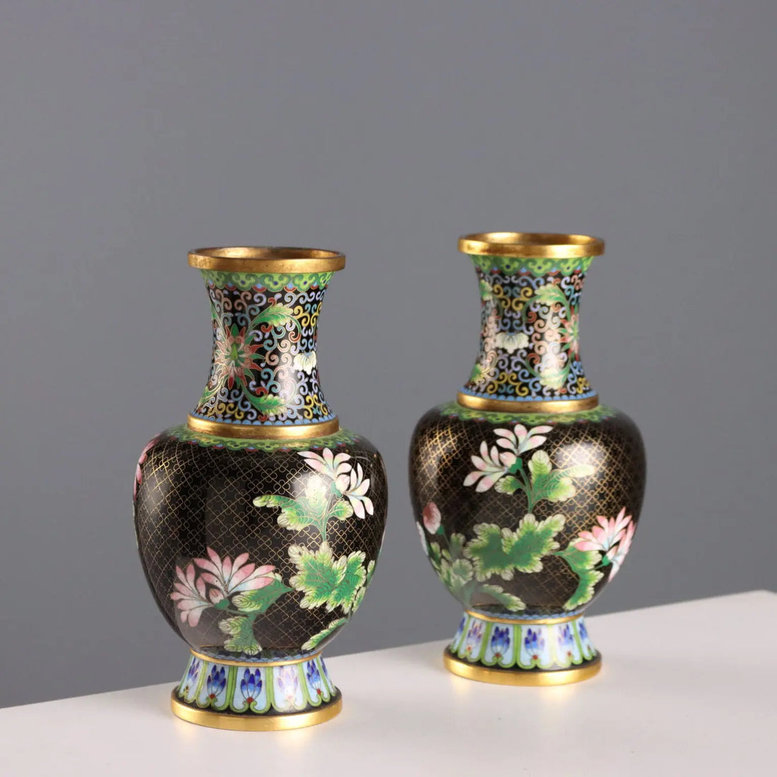 Antique Cloisonné Vases Leaves Decorations China XX Century - China, XX Century | Antiques | Fancy Goods