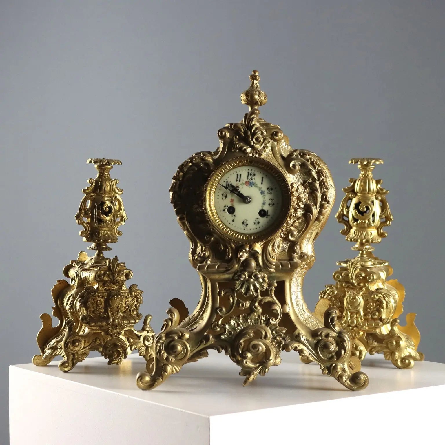 Antique Triptych Clock Gilded Bronze France XIX-XX Century - France, Late XIX - Early XX Century | Antiques | Fancy Goods