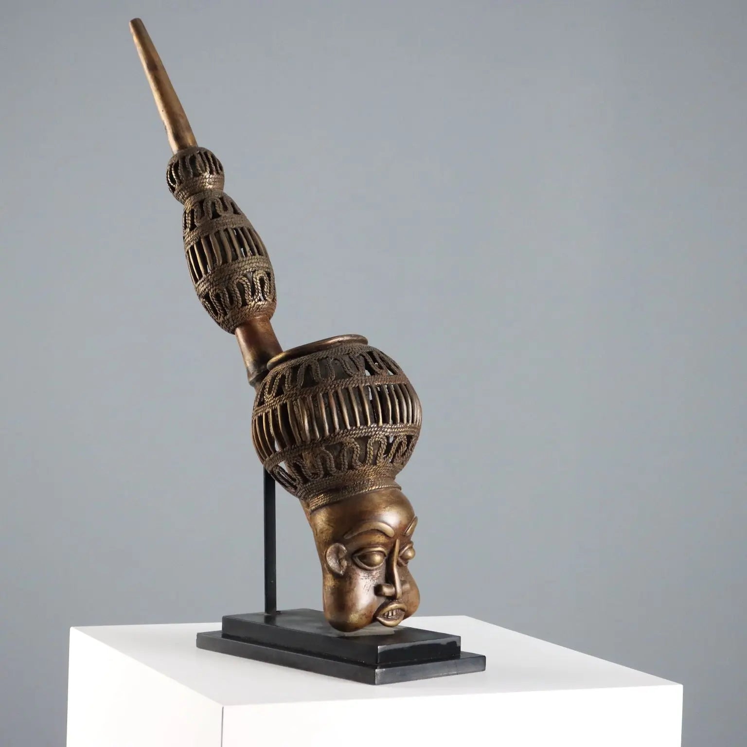 Ethnic Pipe Bronze Bamun Art Camerun Africa XX Century - Africa, Third Quarter of the XX Century | Antiques | Fancy Goods