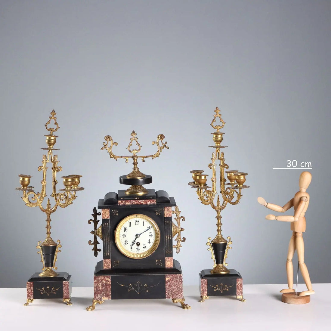 Antique Triptych Clock Bronze Marble Decorations France XIX-XX Century - France, XIX-XX Century | Antiques | Fancy Goods