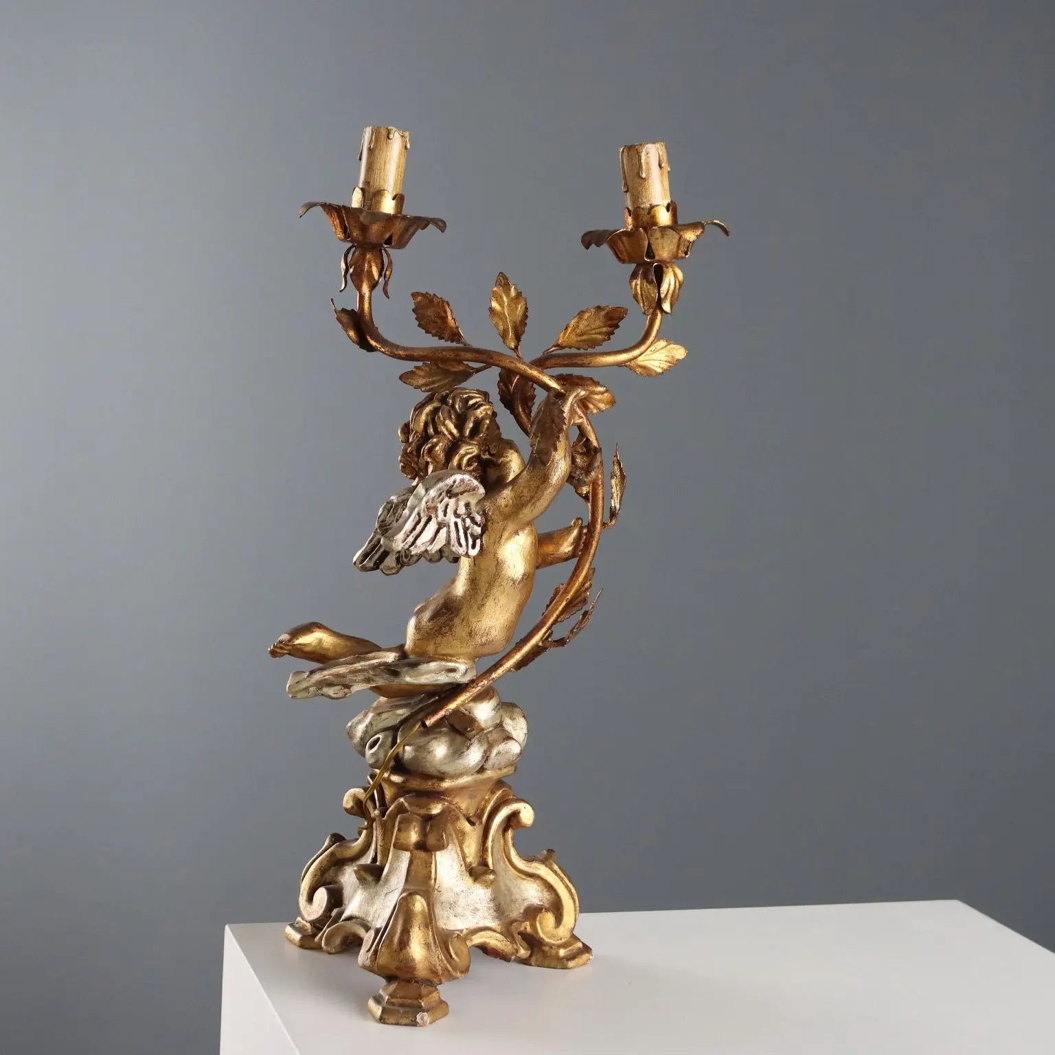 Antique Candelabra Carved Gilded Wood Italy XX Century - Italy, Mid XX Century | Antiques | Fancy Goods
