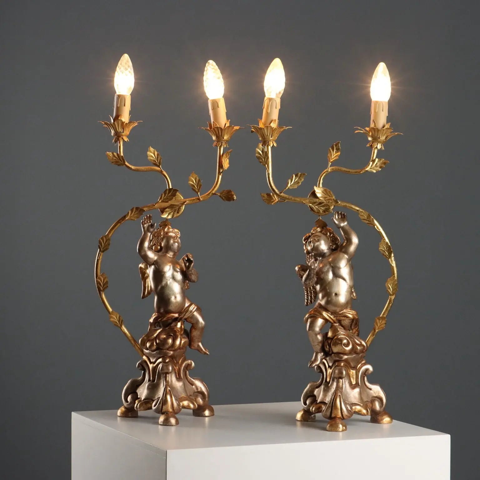 Antique Candelabra Gilded Carved Wood Italy XX Century - Italy, Mid XX Century | Antiques | Fancy Goods