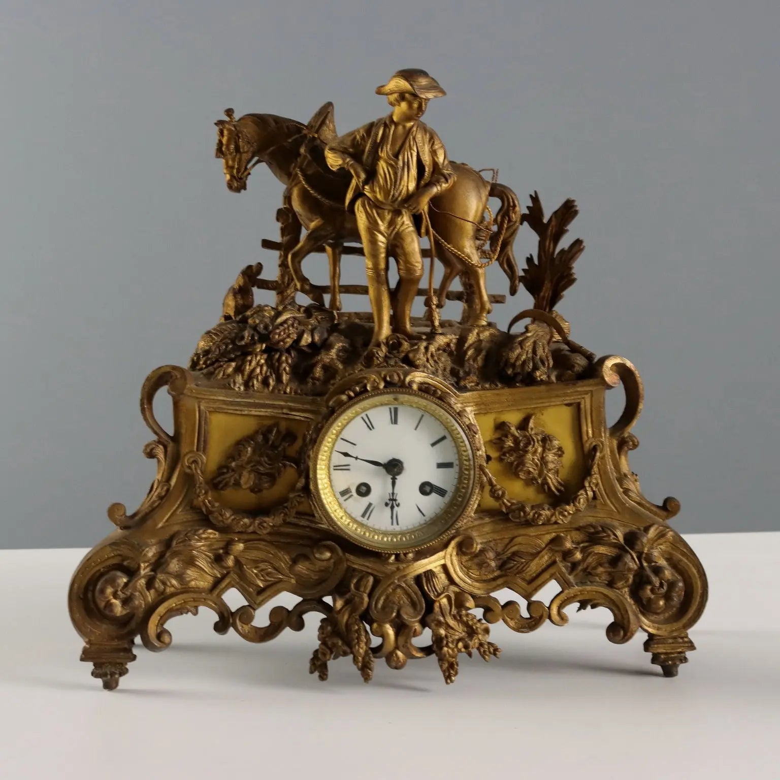 Antique Mantel Clock Gilded Antimony France XIX-XX Century - France, XIX-XX Century | Antiques | Fancy Goods