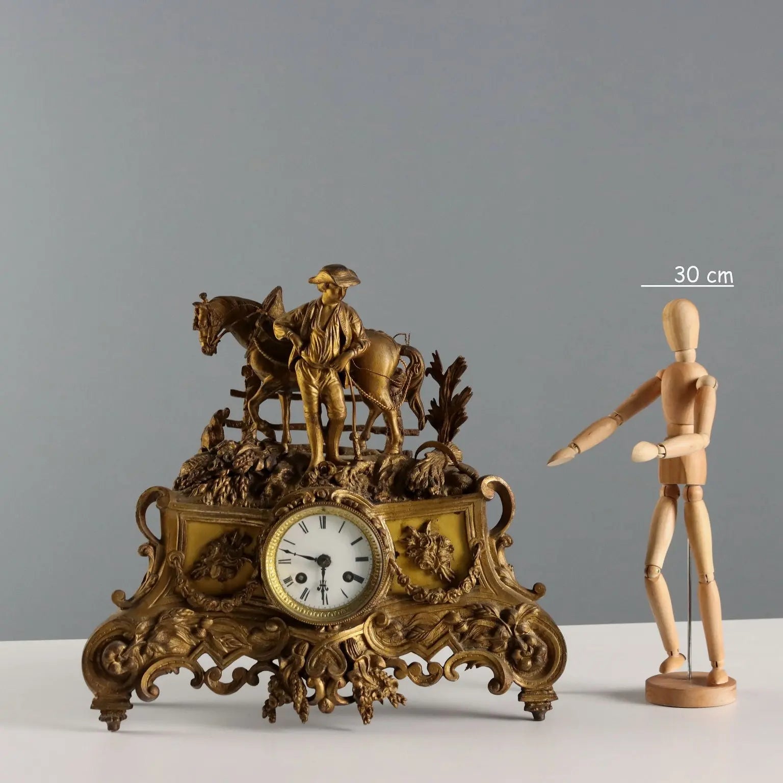 Antique Mantel Clock Gilded Antimony France XIX-XX Century - France, XIX-XX Century | Antiques | Fancy Goods