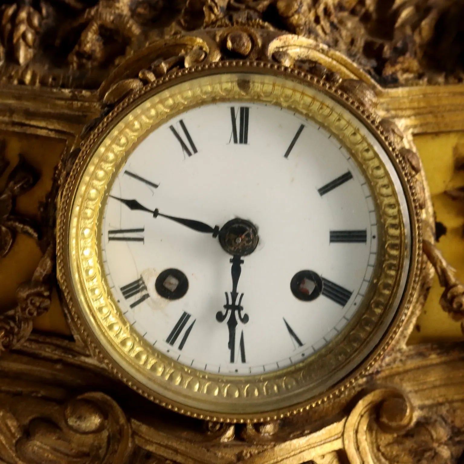 Antique Mantel Clock Gilded Antimony France XIX-XX Century - France, XIX-XX Century | Antiques | Fancy Goods