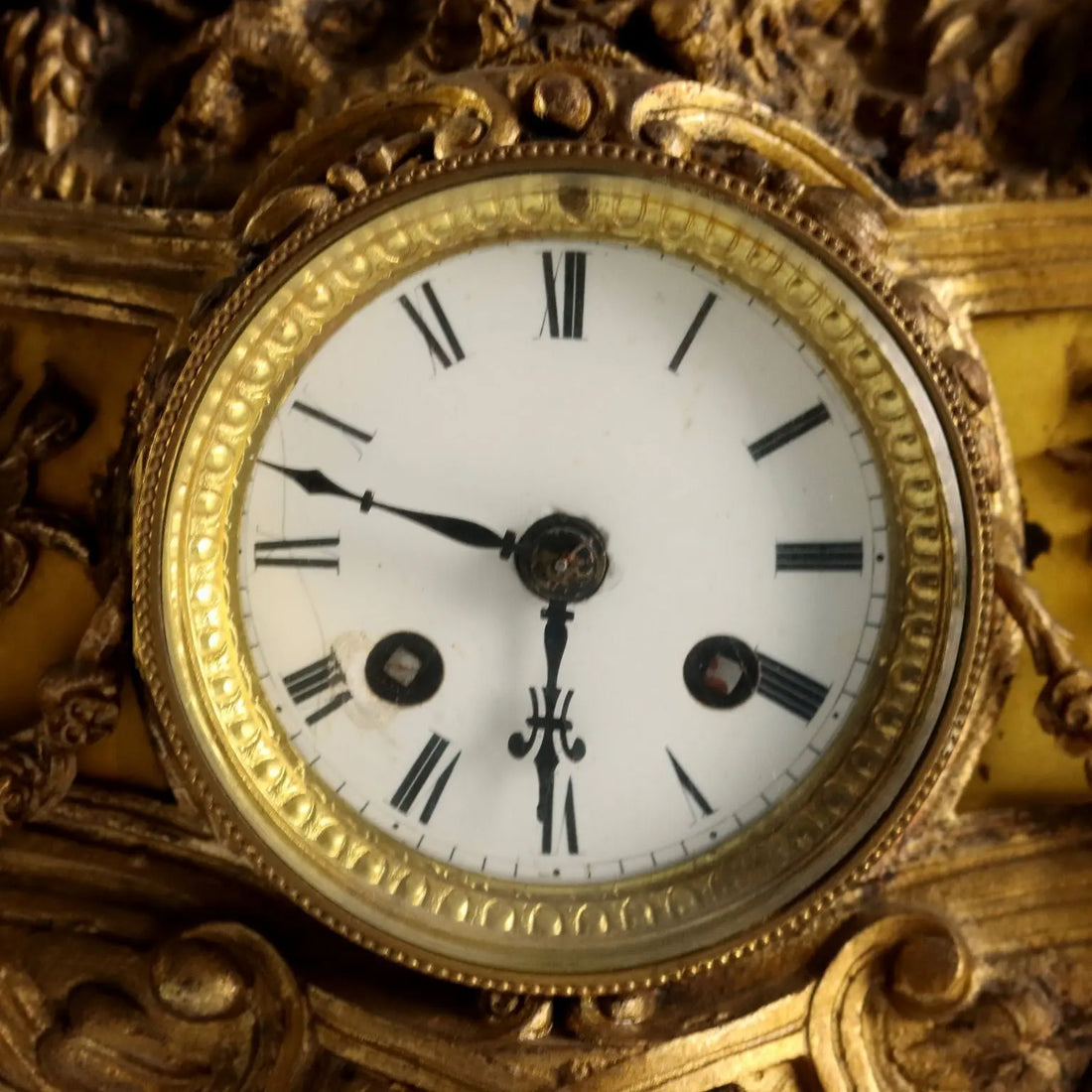Antique Mantel Clock Gilded Antimony France XIX-XX Century - France, XIX-XX Century | Antiques | Fancy Goods