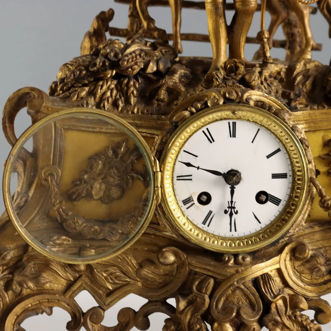 Antique Mantel Clock Gilded Antimony France XIX-XX Century - France, XIX-XX Century | Antiques | Fancy Goods