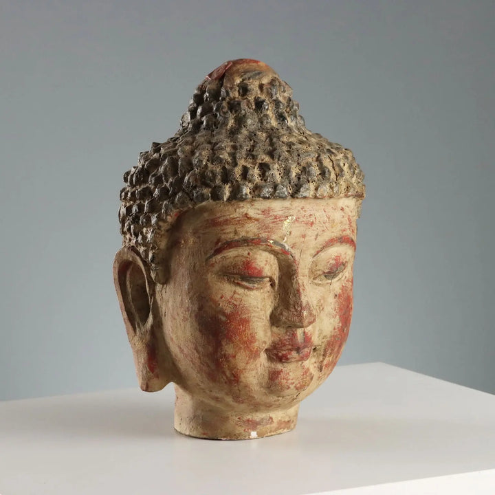 Antique Sculpture Buddha Head Wood China XX Century - China, XX Century | Antiques | Fancy Goods