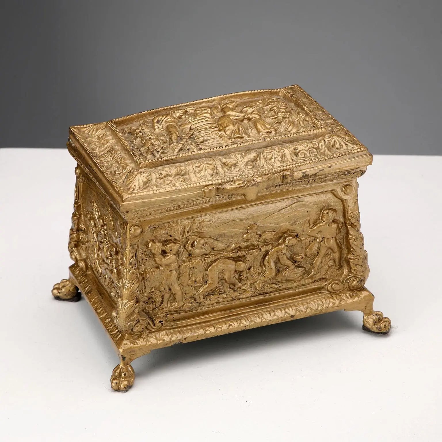 Antique Casket Bronze Labour Scenes Italy XX Century - Italy, Early XX Century | Antiques | Fancy Goods