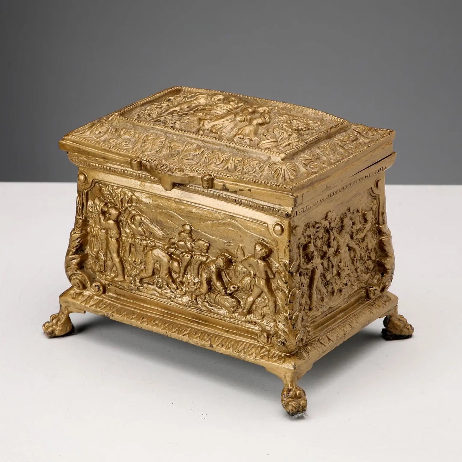 Antique Casket Bronze Labour Scenes Italy XX Century - Italy, Early XX Century | Antiques | Fancy Goods