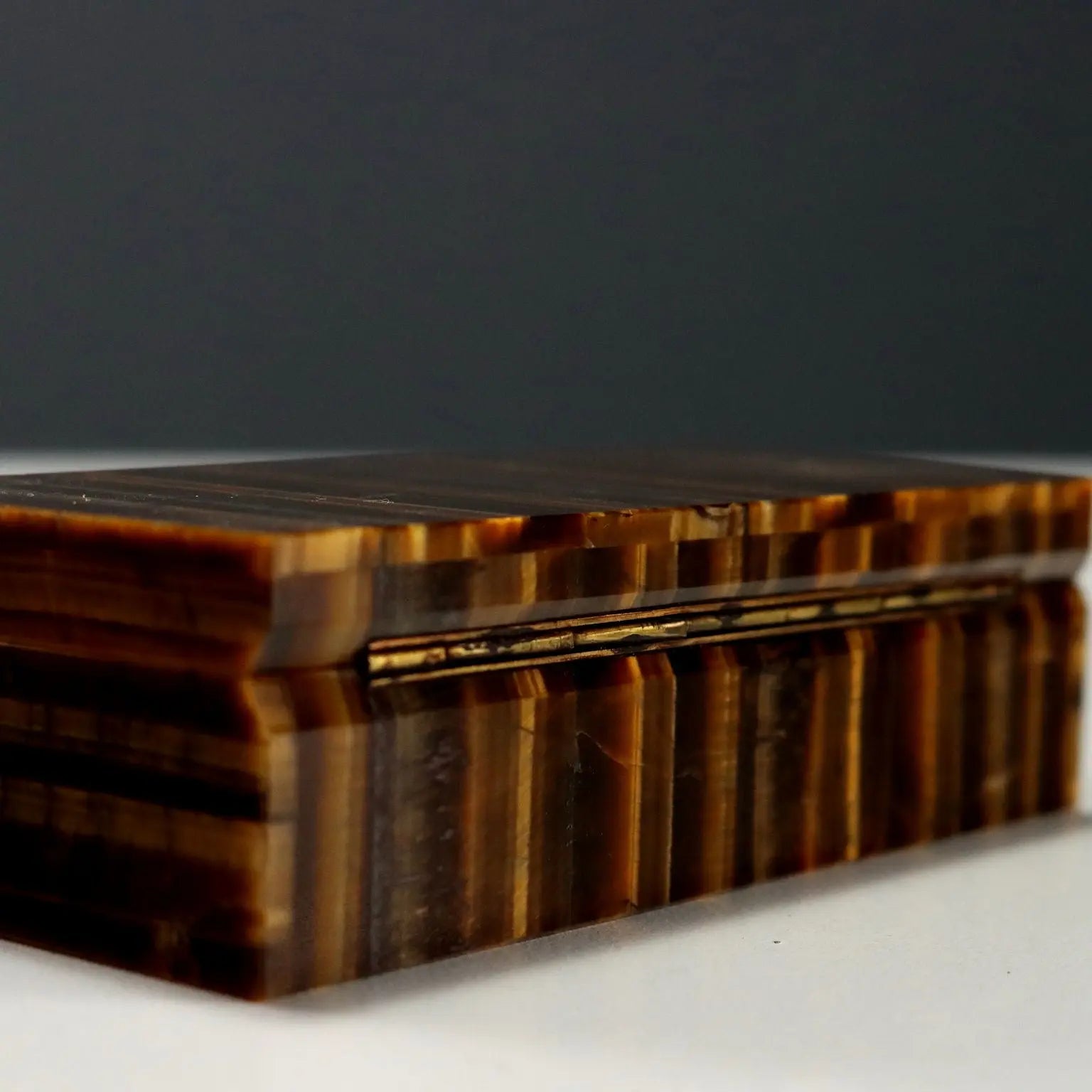 Antique Tiger's Eye Stone Box Design Italy 1960s - Italy, 1960s | Antiques | Fancy Goods