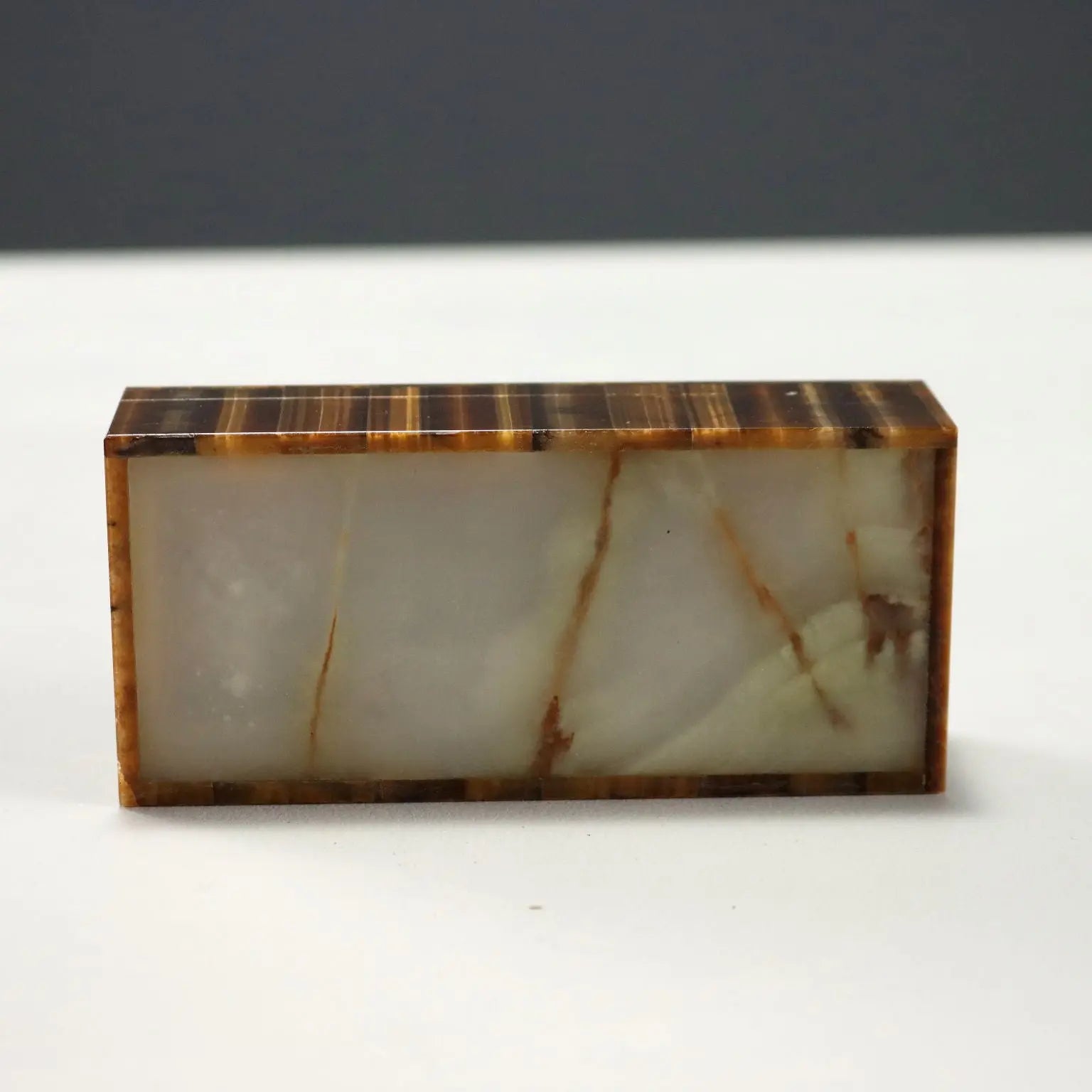 Antique Tiger's Eye Stone Box Design Italy 1960s - Italy, 1960s | Antiques | Fancy Goods
