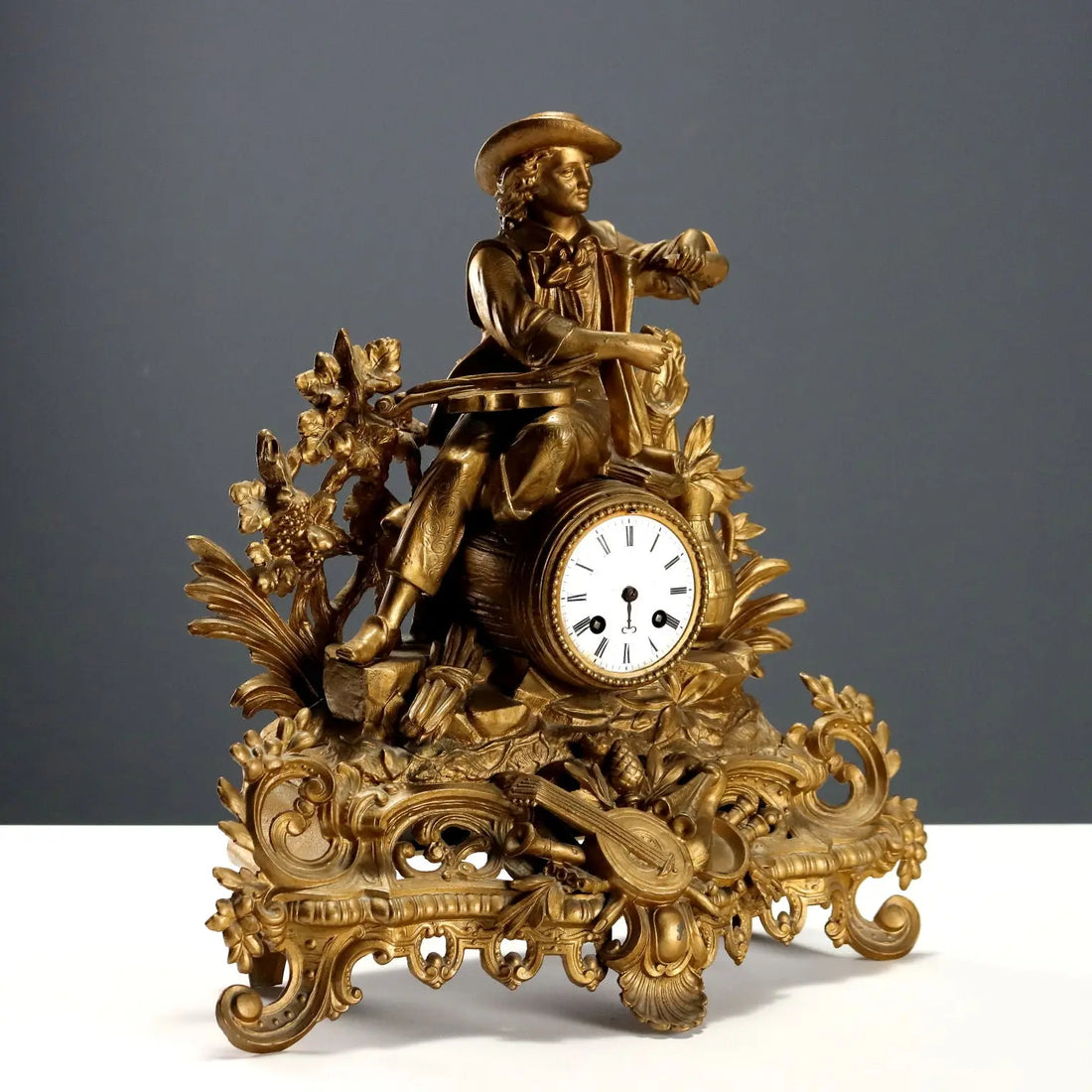 Antique Table Clock Gilded Antimony France XIX Century - France, XIX-XX Century | Antiques | Fancy Goods