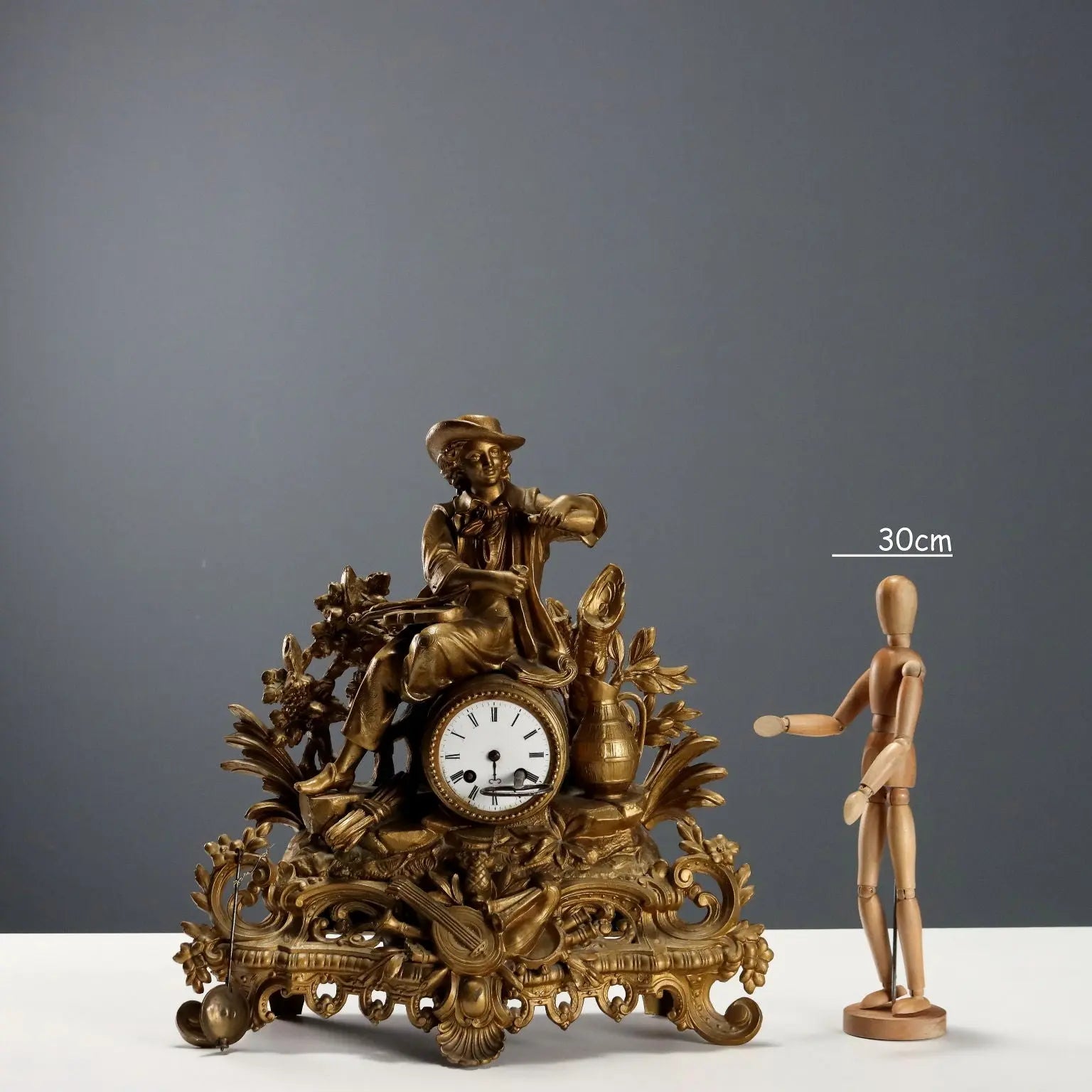 Antique Table Clock Gilded Antimony France XIX Century - France, XIX-XX Century | Antiques | Fancy Goods