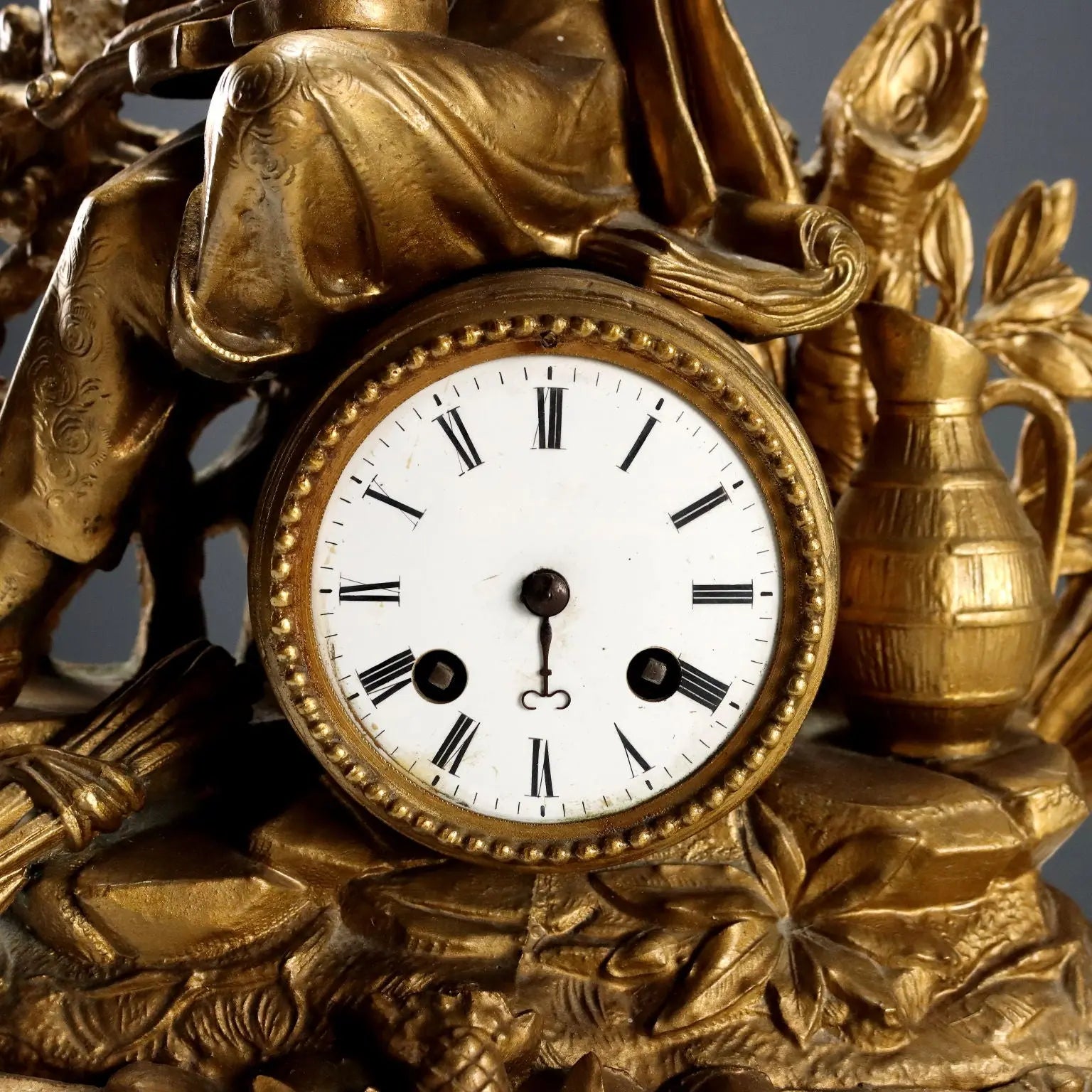 Antique Table Clock Gilded Antimony France XIX Century - France, XIX-XX Century | Antiques | Fancy Goods
