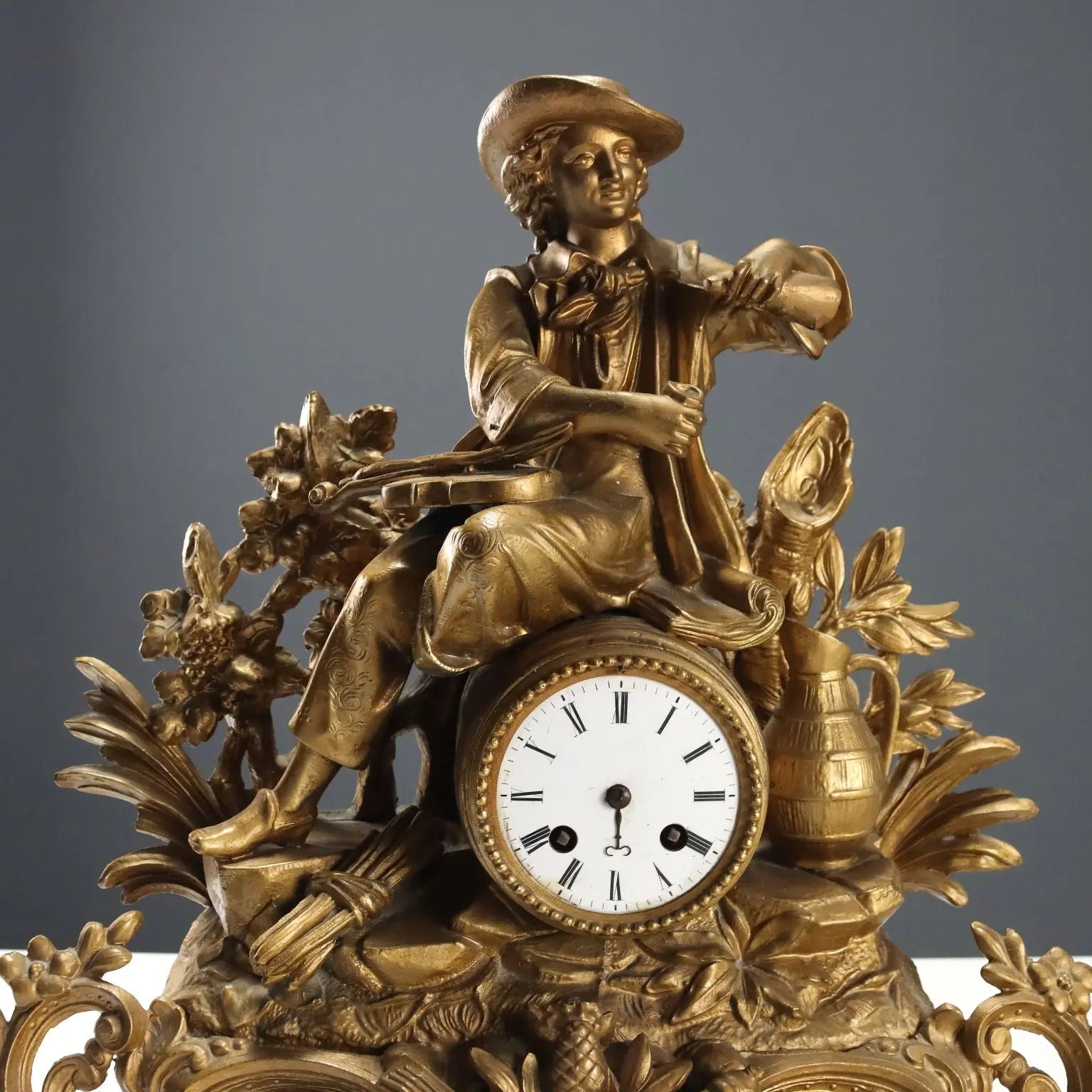 Antique Table Clock Gilded Antimony France XIX Century - France, XIX-XX Century | Antiques | Fancy Goods