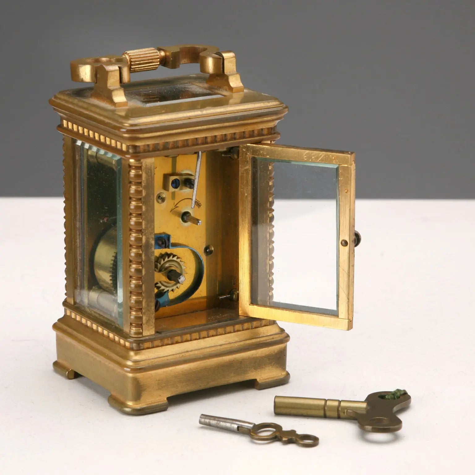 Small Antique Officier Clock Gilded Bronze France XX Century