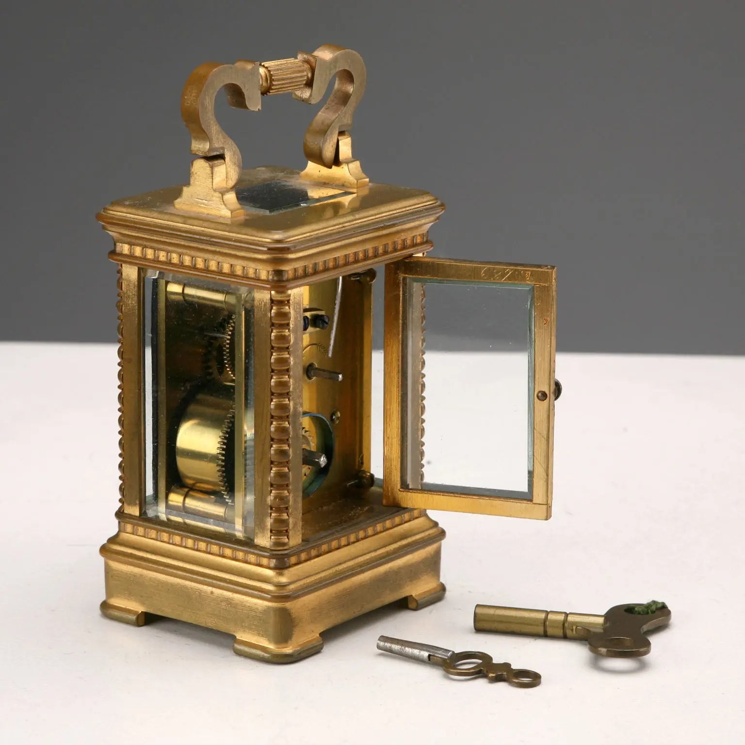 Small Antique Officier Clock Gilded Bronze France XX Century