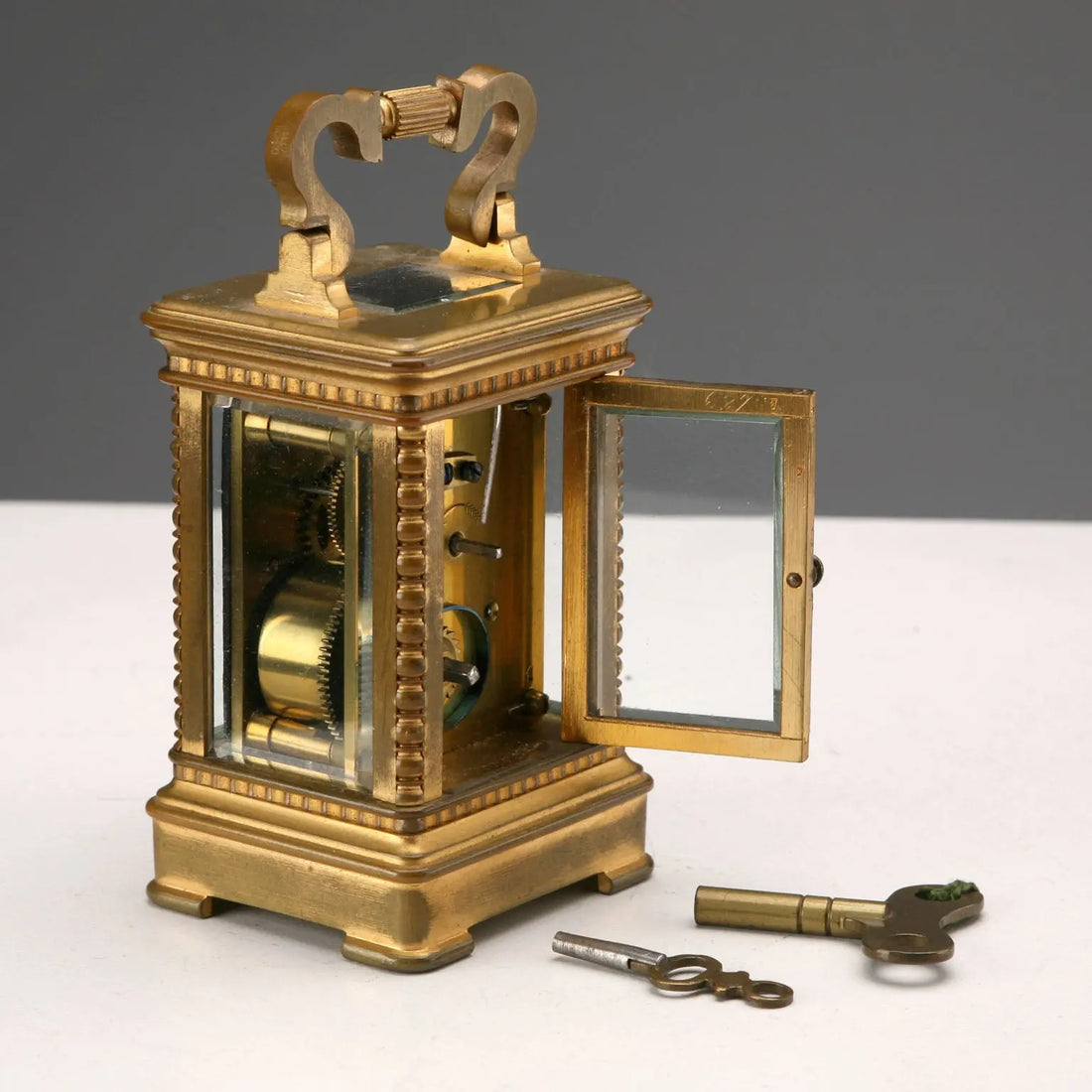 Small Antique Officier Clock Gilded Bronze France XX Century