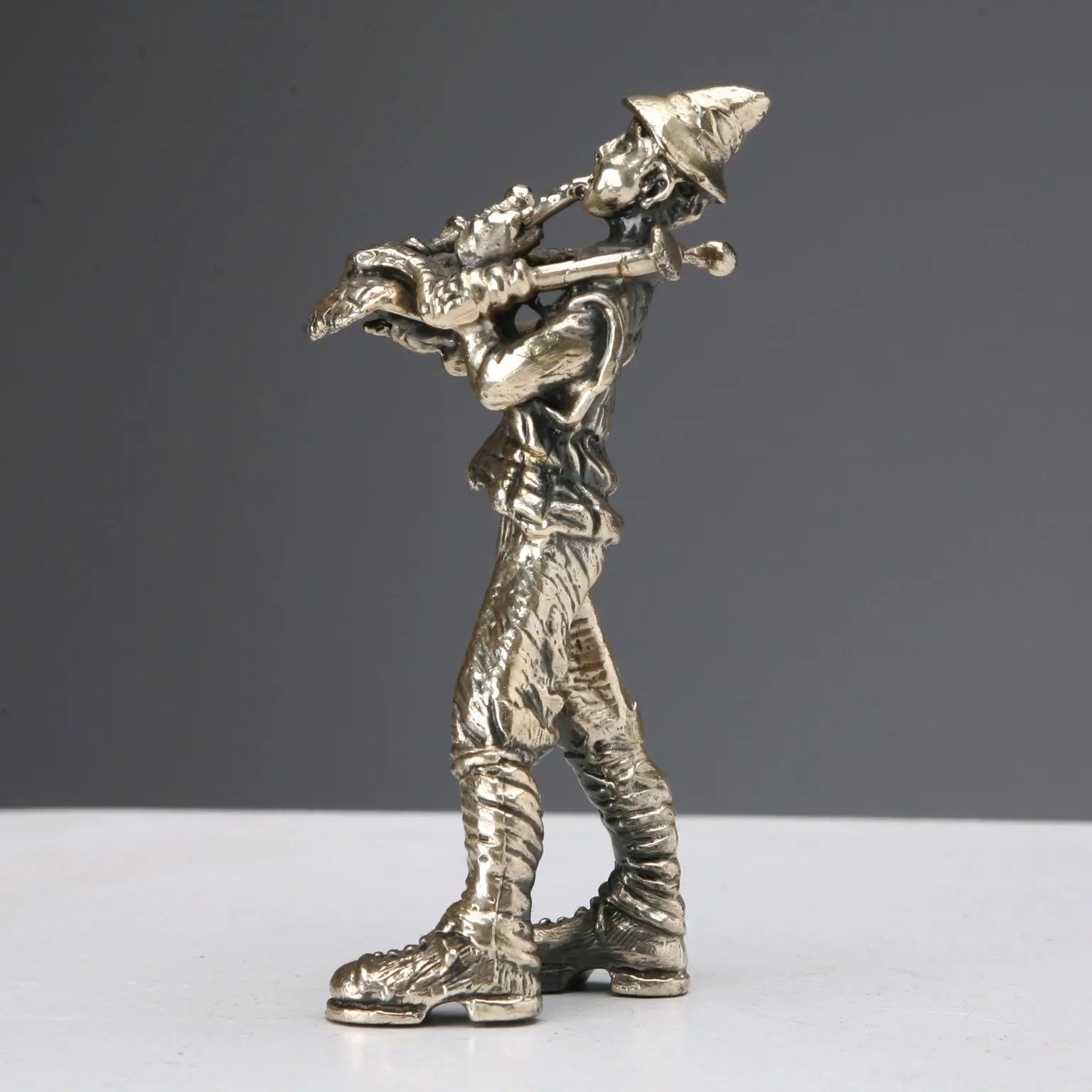 Antique Sculpture Bagpipe Player Silver Sorini Arezzo XX Century - Italy, XX Century | Antiques | Fancy Goods