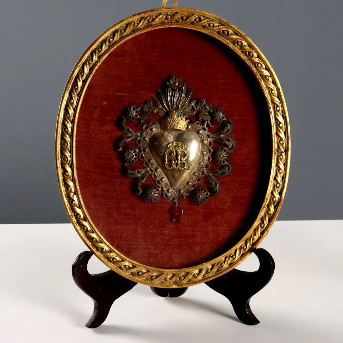 The Sacred Heart Silver Ex Voto Glass Italy XX Century - Italy, Early XX Century | Antiques | Fancy Goods
