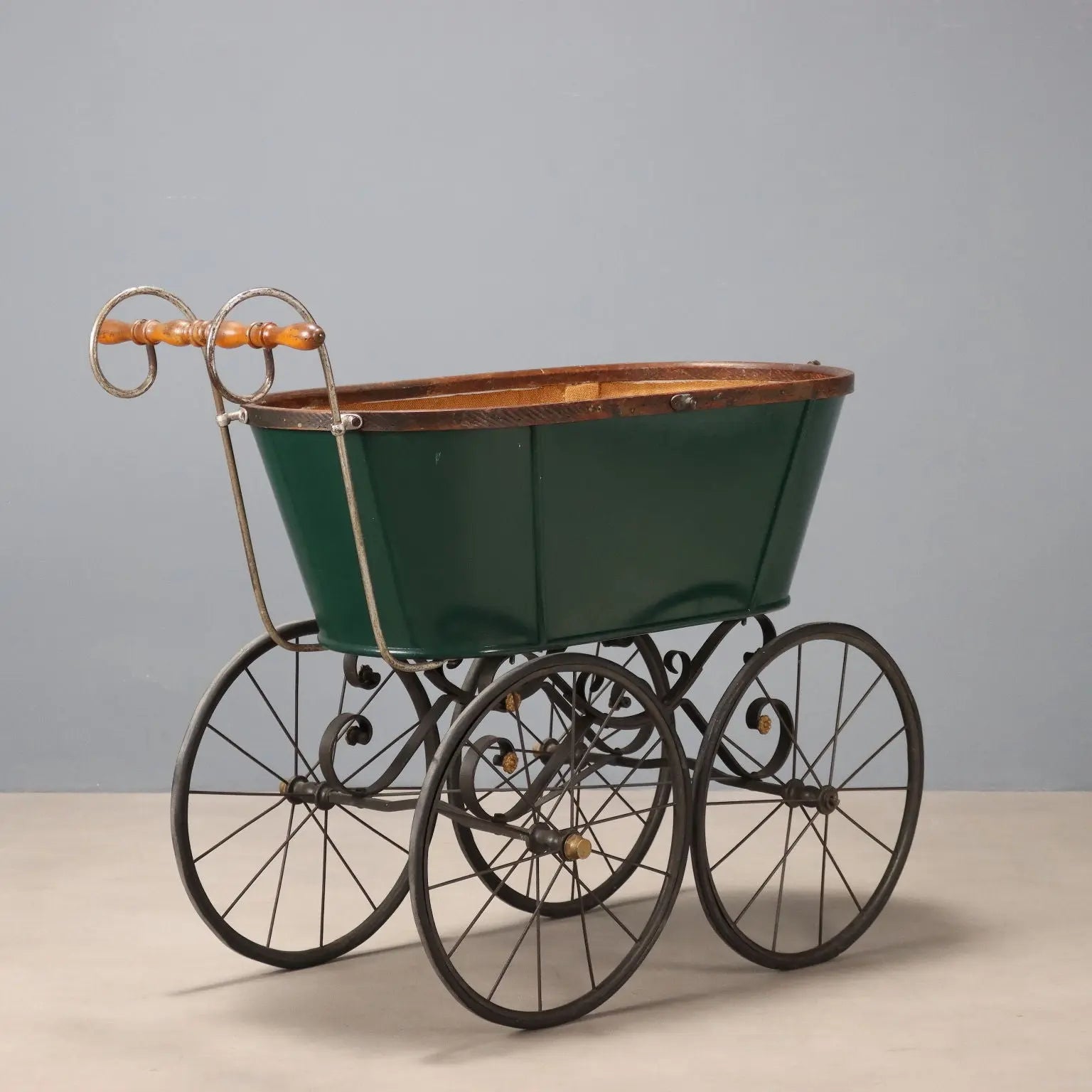 Antique Stroller Iron Wood Wicker Italy XIX Century - Italy, XIX Century | Antiques | Fancy Goods
