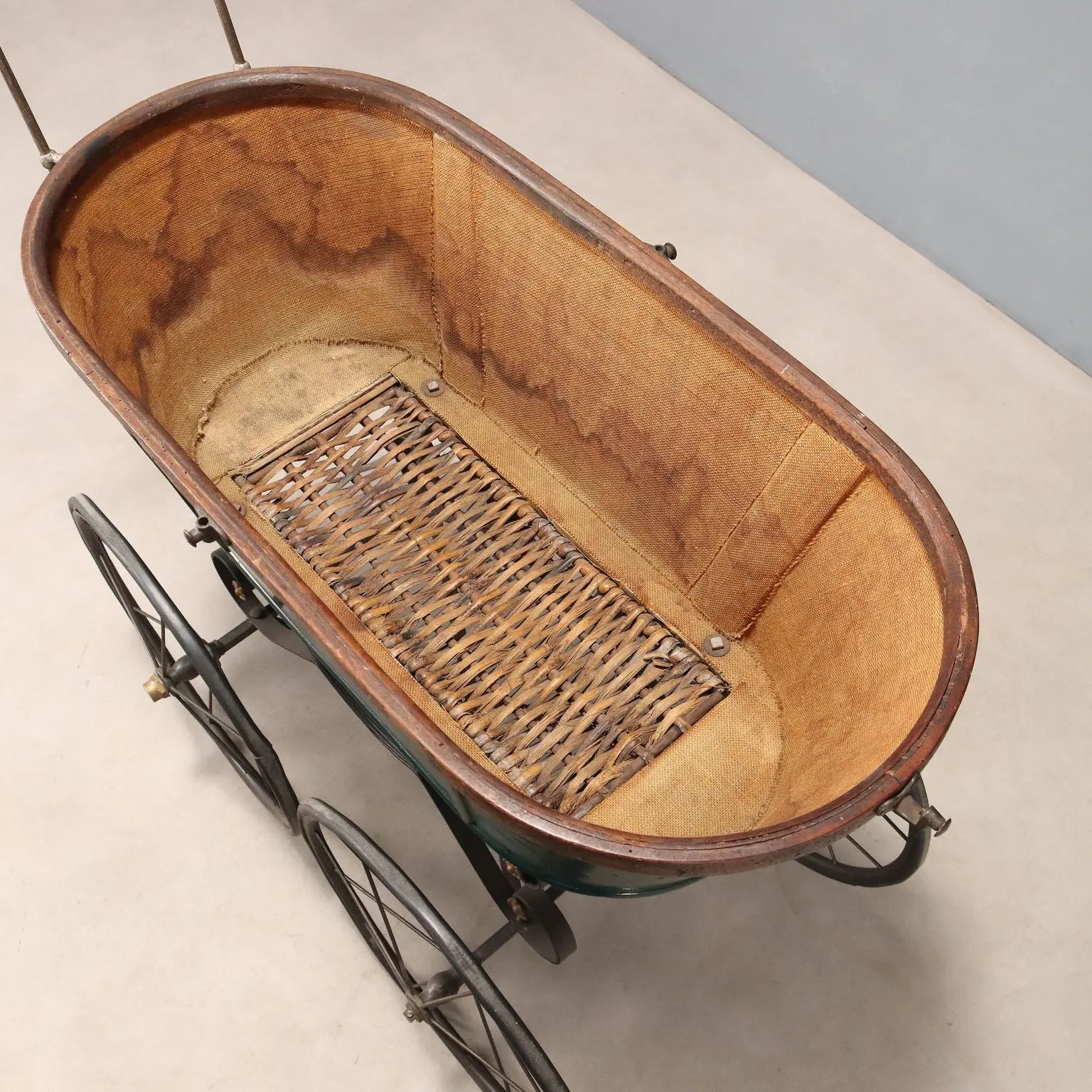 Antique Stroller Iron Wood Wicker Italy XIX Century - Italy, XIX Century | Antiques | Fancy Goods