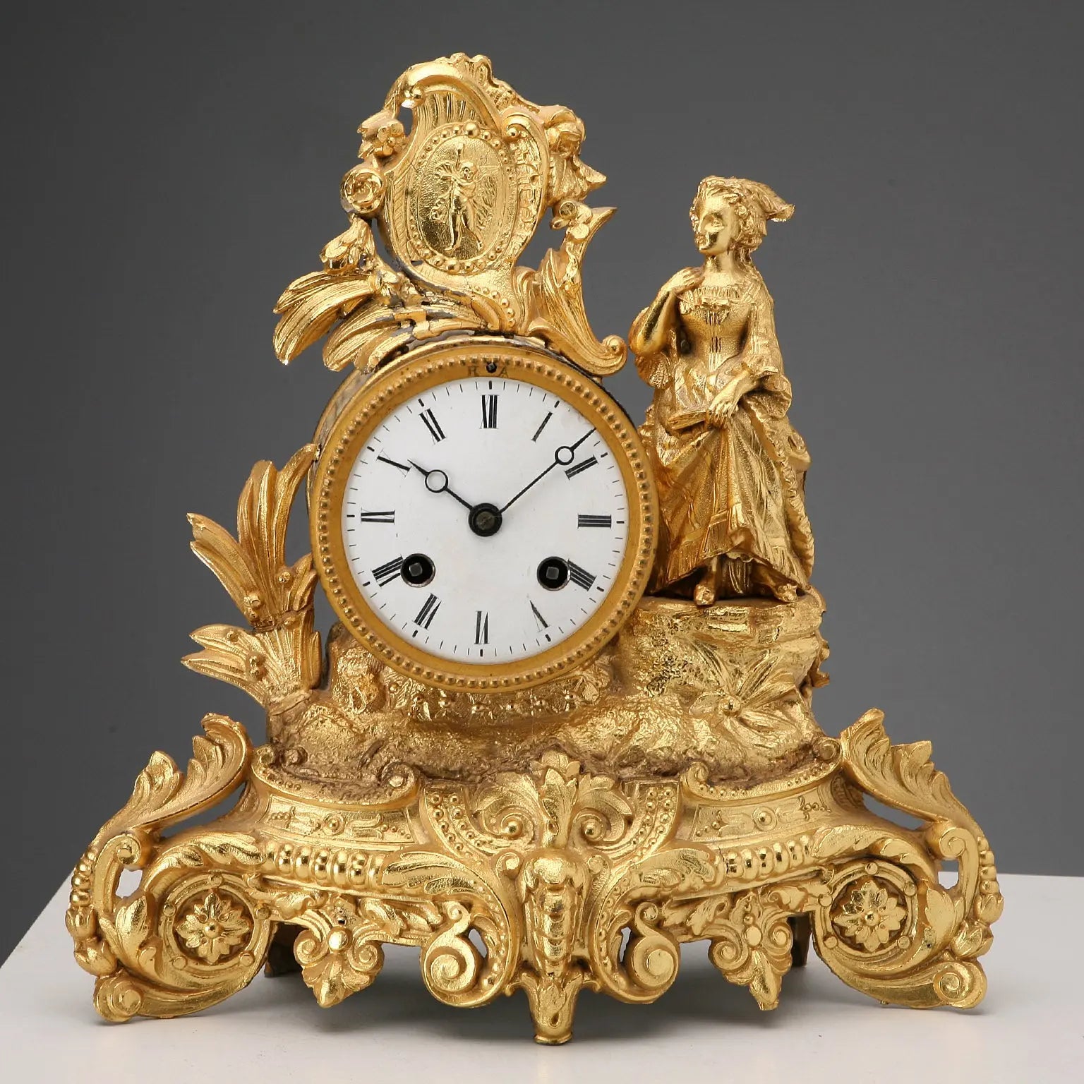 Antique Table Clock Gilded Antimony France XIX-XX Century - France, XIX-XX Century | Antiques | Fancy Goods