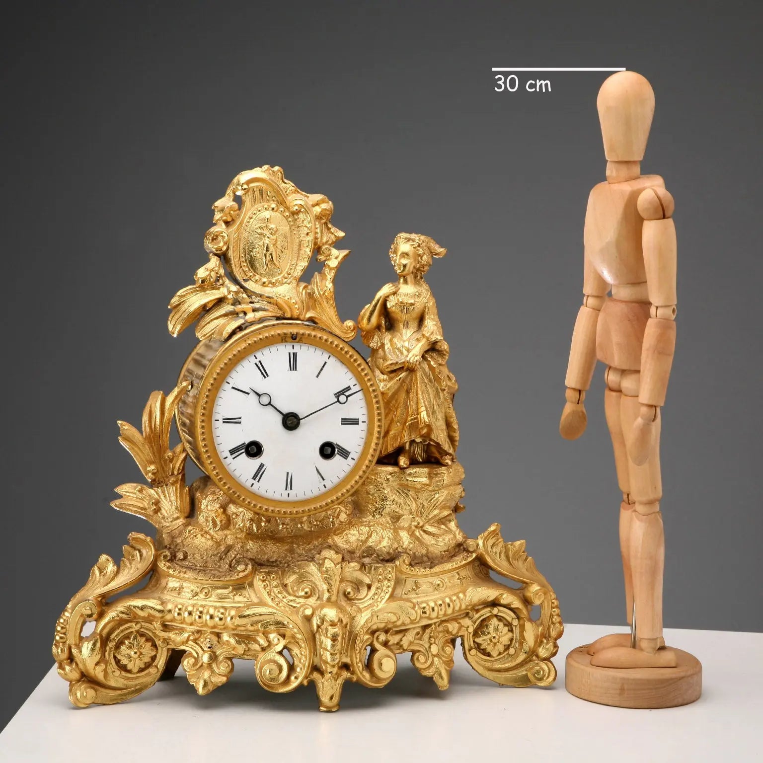 Antique Table Clock Gilded Antimony France XIX-XX Century - France, XIX-XX Century | Antiques | Fancy Goods