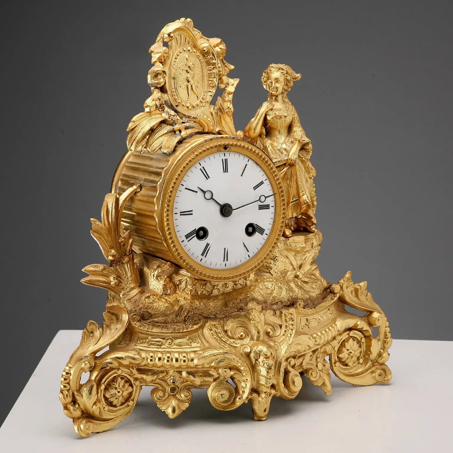 Antique Table Clock Gilded Antimony France XIX-XX Century - France, XIX-XX Century | Antiques | Fancy Goods