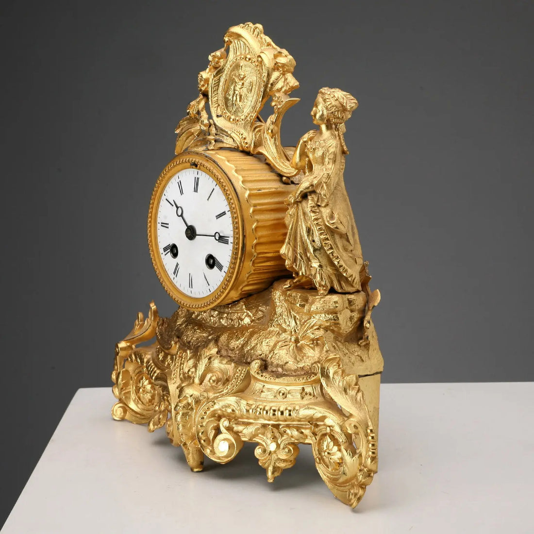 Antique Table Clock Gilded Antimony France XIX-XX Century - France, XIX-XX Century | Antiques | Fancy Goods